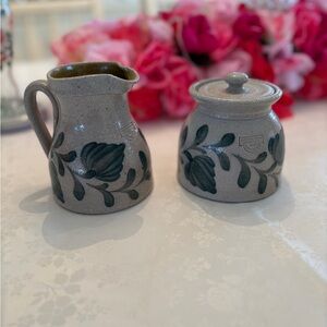 Salmon Falls Pottery Sugar and Creamer